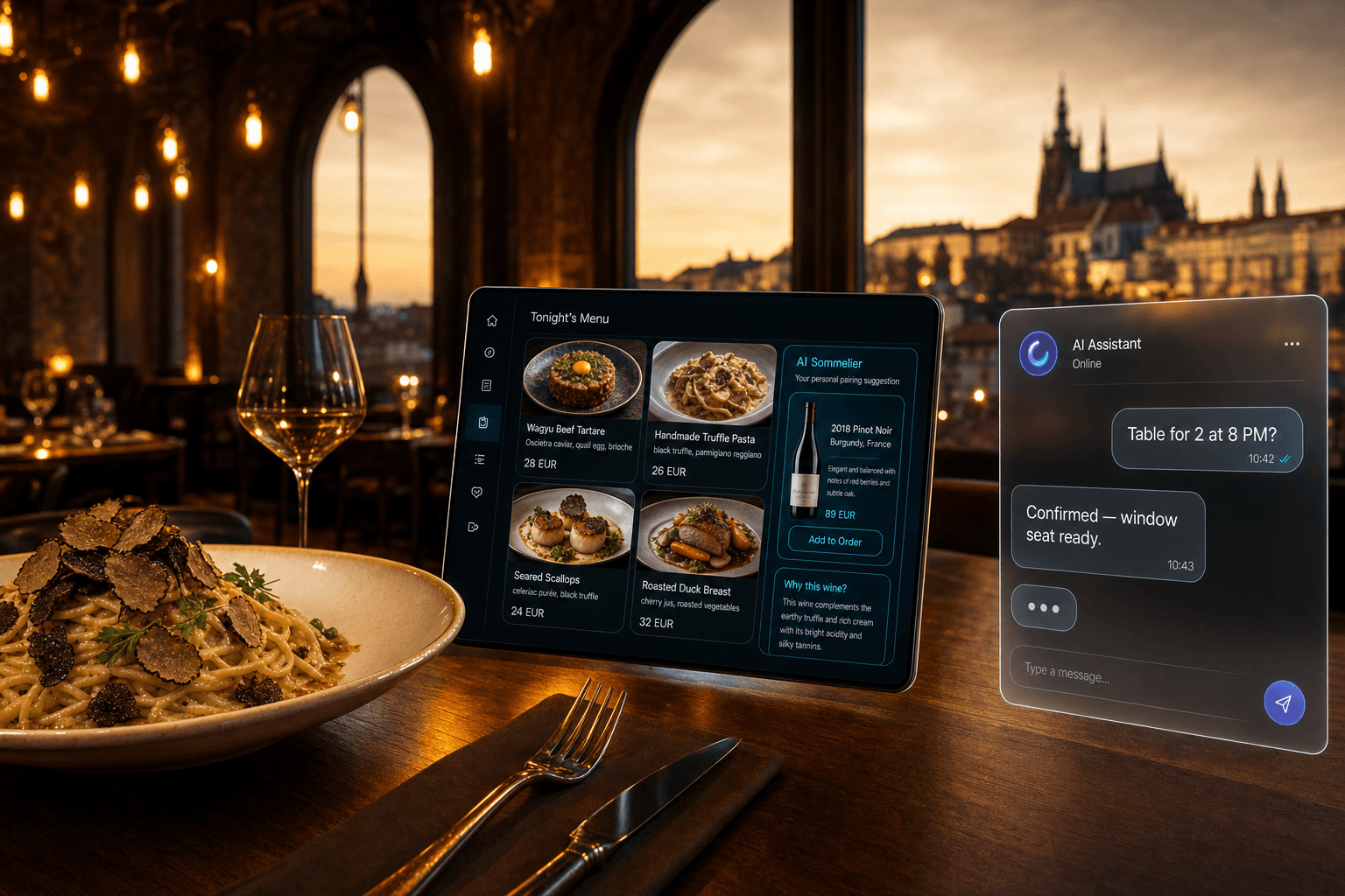AI-powered restaurant menu and booking assistant in a Prague fine-dining venue